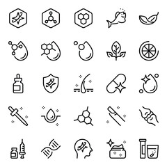 Outline icons set for Beauty diet