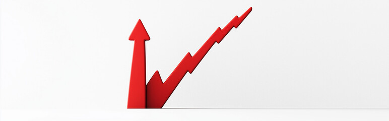 Red arrow symbolizing upward trend and progress in business growth and finance.