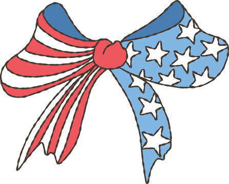 Retro Coquette Patriotic Bows, Coquette Ribbon Bows for Cerebration on 4th of July