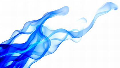 Flowing Blue Smoke on White Background