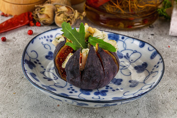 Fig with blue cheese and cedar