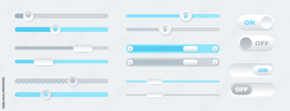 Fototapete vector set of scroll bars, button icons, sliders. web design elements for website or internet page. 