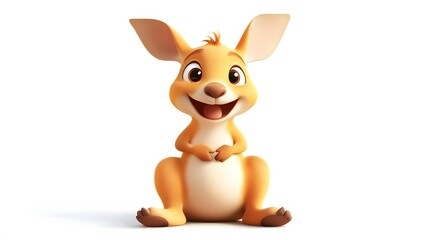 Obraz premium Animated kangaroo character, joyful expression, digital art.