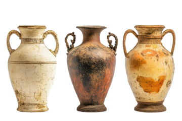 Antique amphora collection image on white background great for educational content or historical decor ideas