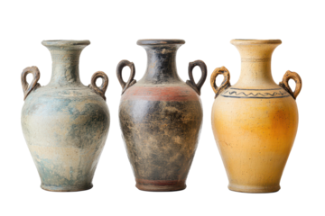Set of old amphorae isolated image perfect for ancient pottery guides or cultural heritage graphics