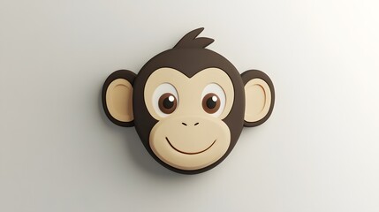 3d rendered monkey head design, simple and cute.