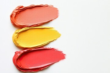 Three swatches of vibrant lip colours