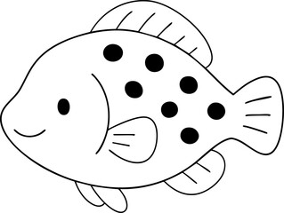 Cute fish illustration with spots and smiling expression, perfect for children designs