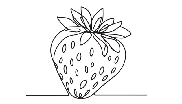 recommend clip art: Continuous one single minimal line drawing strawberry