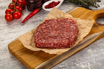 Raw beef burger cutlet for grill