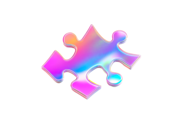 Iridescent Puzzle Piece, Colorful Isolated Piece, cut out transparent