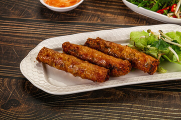 Fried Vietnamese spring roll with special sauce