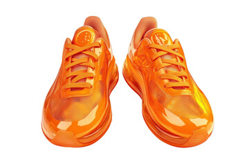 High quality orange sneakers pair in transparent image format ideal for fashion lookbooks and creative layouts
