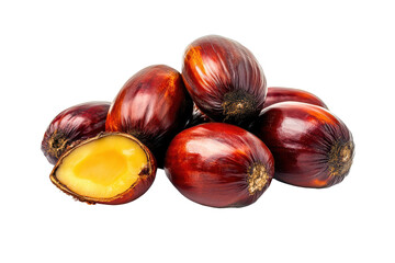 Obraz premium Palm oil nuts image in transparent PNG format isolated on white for agricultural and food industry designs