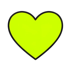 neon lime yellow green heart icon, symbol, love, like, approve, life, isolated white background