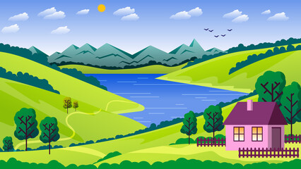 Cute village landscape.