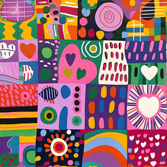 seamless retro pattern with colorful shapes