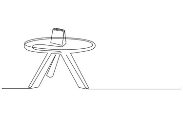 Wooden table with Calendar continuous one line drawing