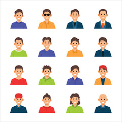 Man collection avatar set. People male avatar profile picture. Various male wearing different shirt avatar illustration. 