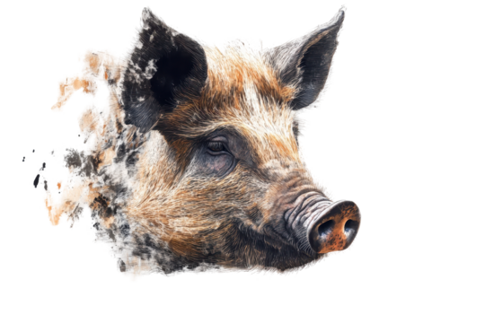 A pig face full of character bringing warmth personality and a smile to any design