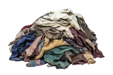 Dirty clothes stacked high remind us that every mess has a solution waiting in the wash