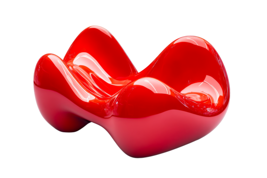 Glossy Red Abstract Shape with Curves, cut out transparent - Powered by Adobe