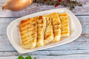 Greek traditional grilled halloumi cheese