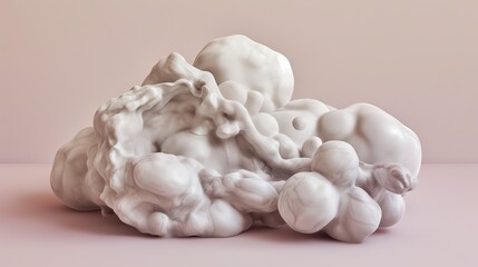 Depth of Field Abstract 3D Sculpture, Melting Spheres