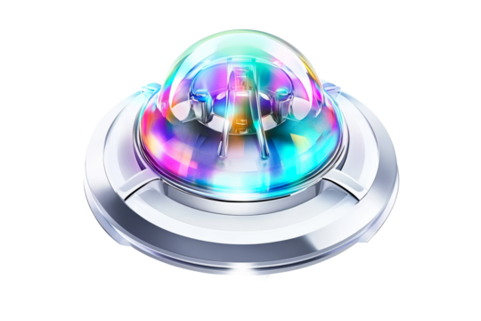 Modern Chrome and Rainbow Light Fixture, cut out transparent