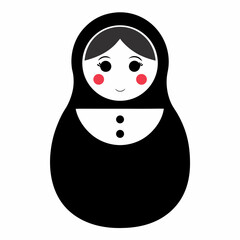 Snowman in black vector on white background.