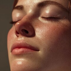 Fototapeta premium Radiant Close-Up of Natural Beauty in Young Woman