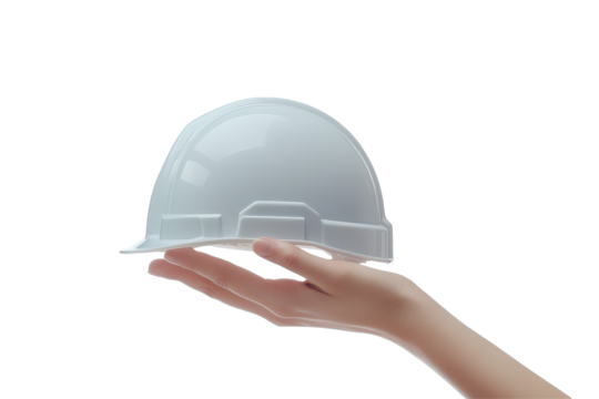A hand holding a hard hat conveys readiness professionalism and the heart of engineering and design