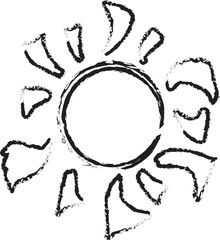 Sun brush strokes. Ink elements