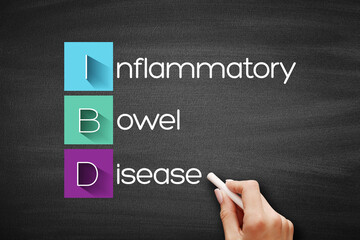 IBD - Inflammatory Bowel Disease acronym, medical concept background on blackboard