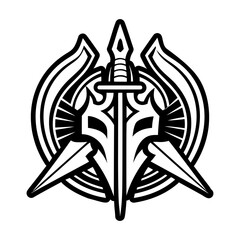 A filled style icon showing ares warrior tattoo