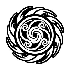 A glyph style icon of swirling tattoo