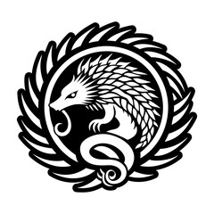 A glyph style icon depicting echidnas creature tattoo art