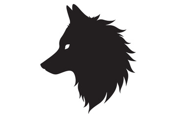 Naklejka premium Wolf head silhouette logo design in bold black on white background