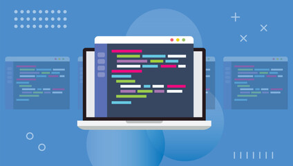 code script example stock illustration. web design. programming language