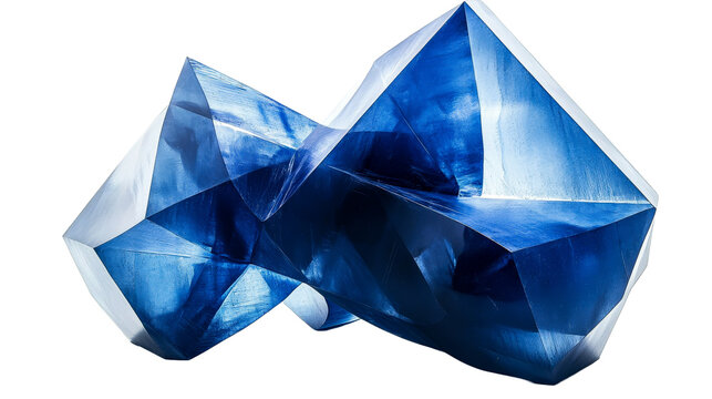 Sapphire geometric crystal structure, angular facets, mineral form, cut out transparent