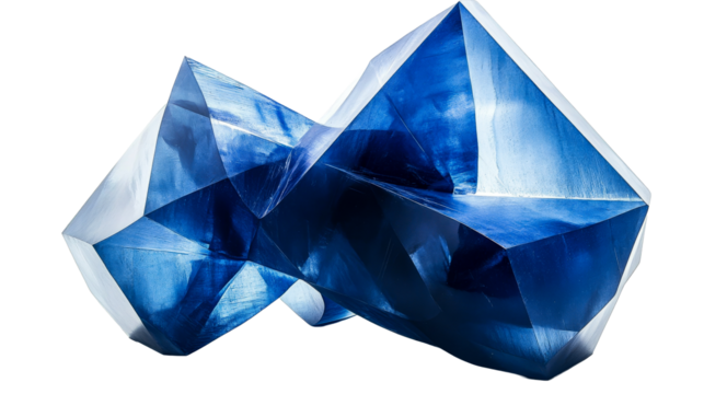 Sapphire geometric crystal structure, angular facets, mineral form, cut out transparent