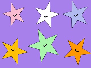 Obraz premium Colorful Star Pattern With Purple Background