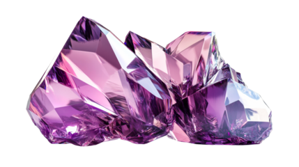 Cluster of Amethyst Crystals, Mineral Stone Formation, cut out transparent