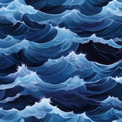 Obraz premium Dynamic ocean waves coastal scene digital artwork vibrant environment aerial view nature's power