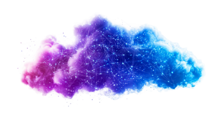 Connected cloud formation, gradient color scheme, isolated, cut out transparent