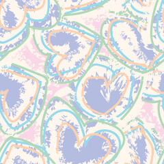 Fototapeta premium Pastels Heart Abstract Brush Strokes Seamless Pattern Design