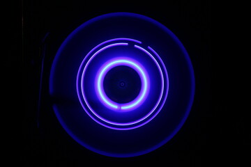 Music Dj concept. Trail of fire and smoke on vinyl record. Burning vinyl disk. Turntable vinyl record play Selective focus