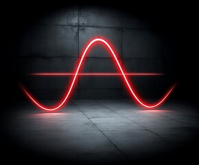 A glowing sine wave in a dark location.