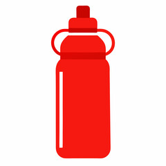 Red plastic water bottle vector on white background.