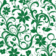 Seamless floral pattern with flowers and leaves in vintage ornate style